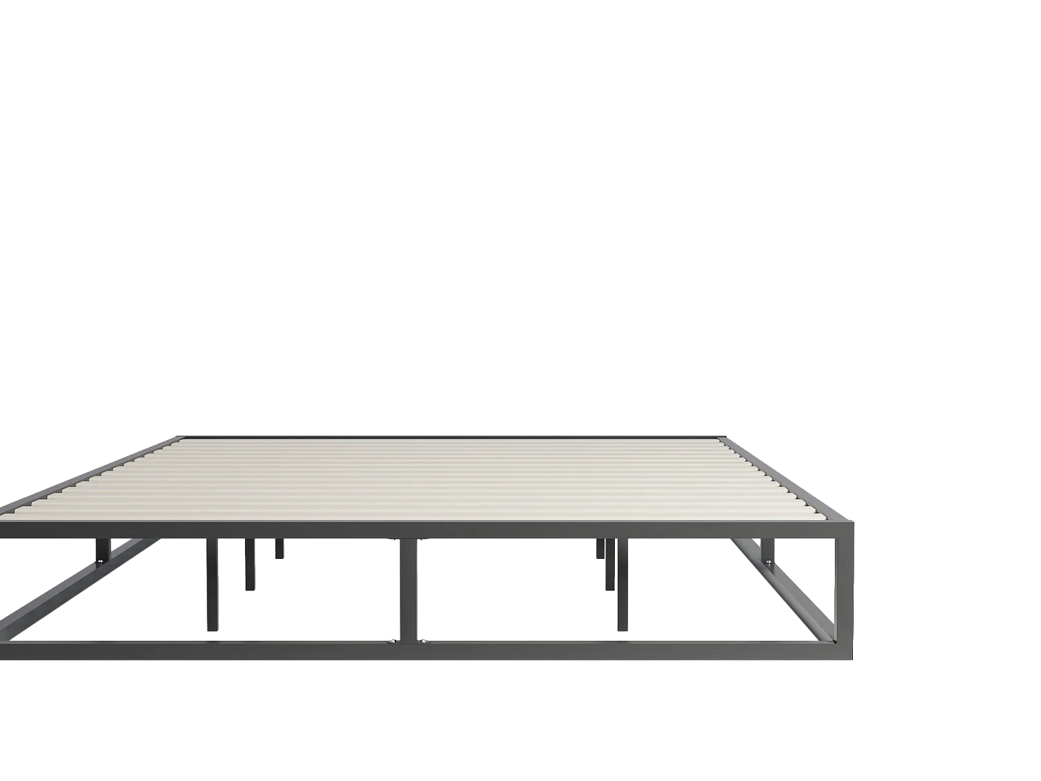 Lit 140x190 cm, cadre en acier, lattes en bois