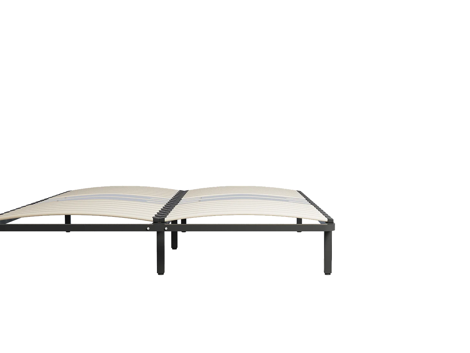 Cadre à lattes en bois 160x200 cm – cadre en acier et lattes en bois – 7 pieds hauteur 25cm – renfort lombaire