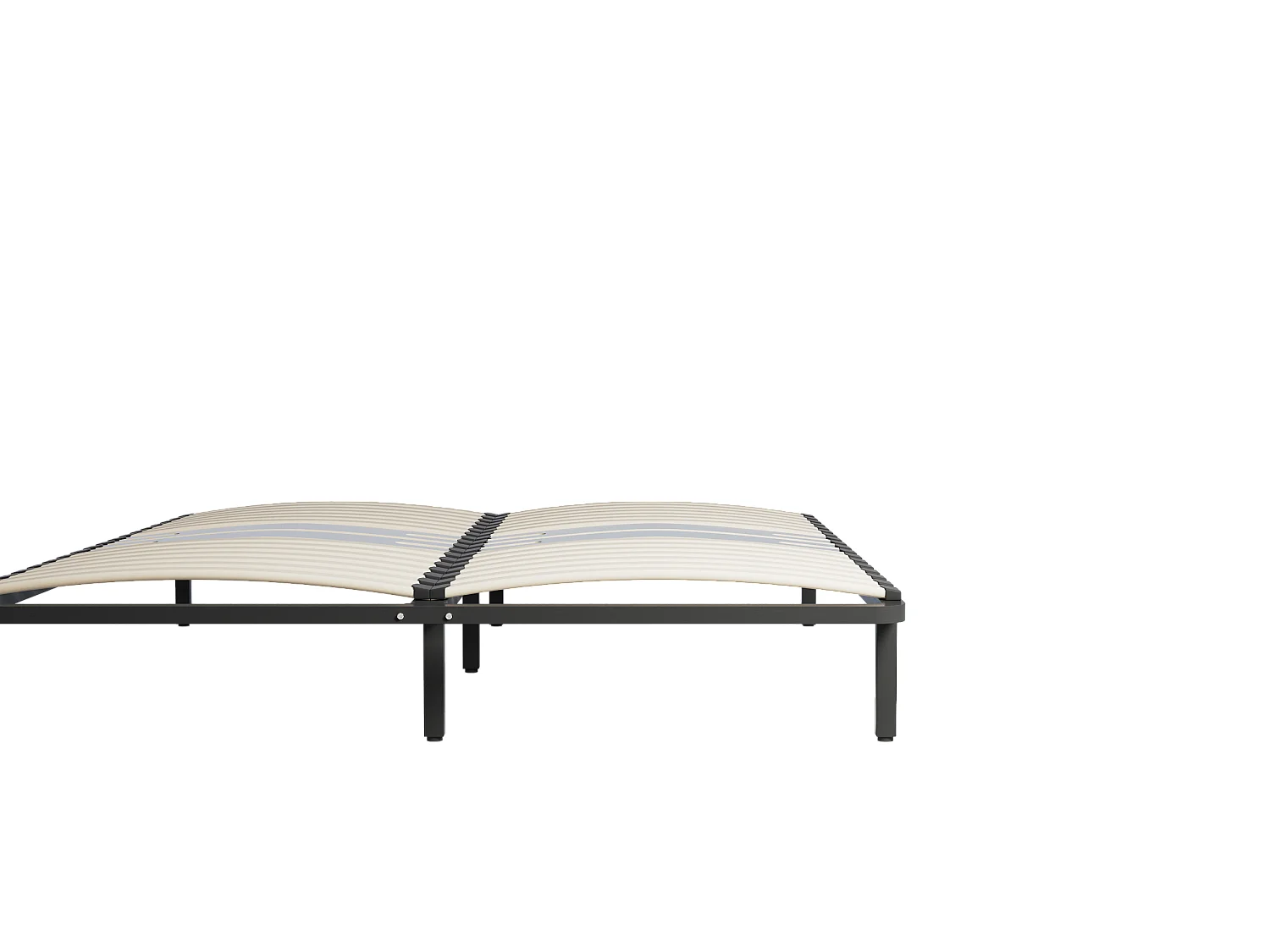 Cadre à lattes en bois 140x190 cm – cadre en acier et lattes en bois – 7 pieds hauteur 25cm – renfort lombaire