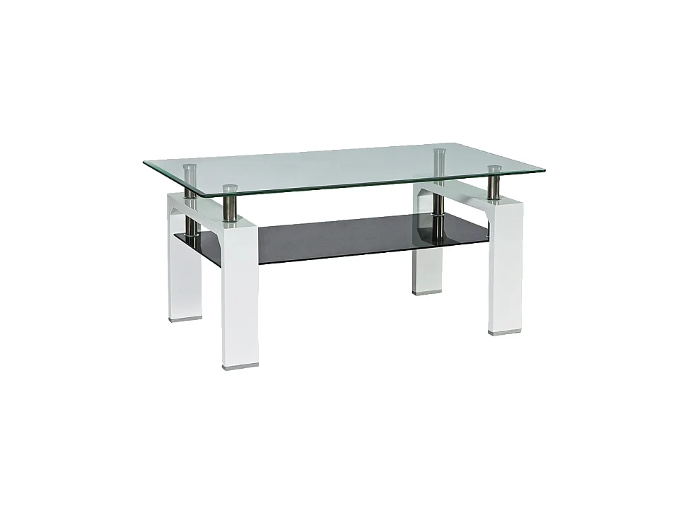 Table basse double niveau - Lisa II - 110 x 60 x 55 cm - Blanc
