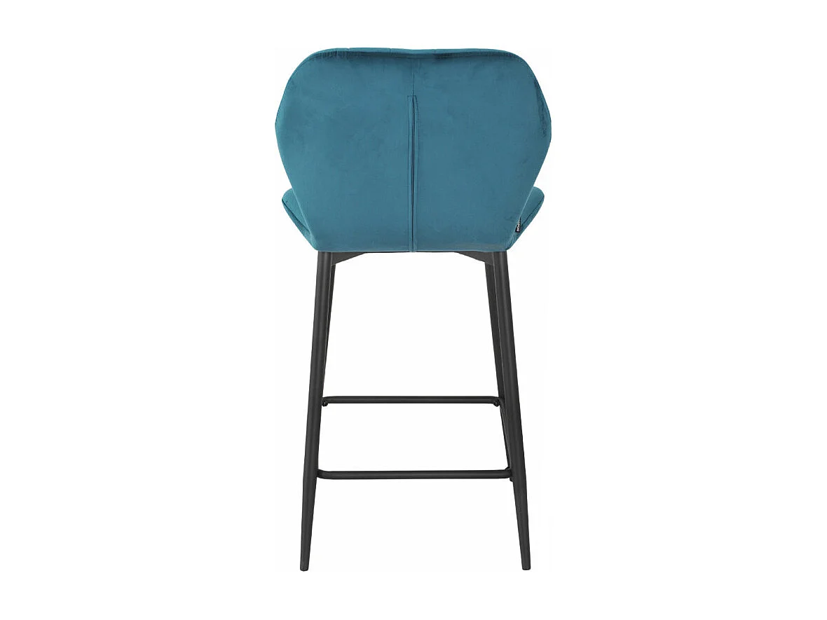 Lot 2 tabourets de bar velours bleu canard pieds métal noir - EMILIO 2