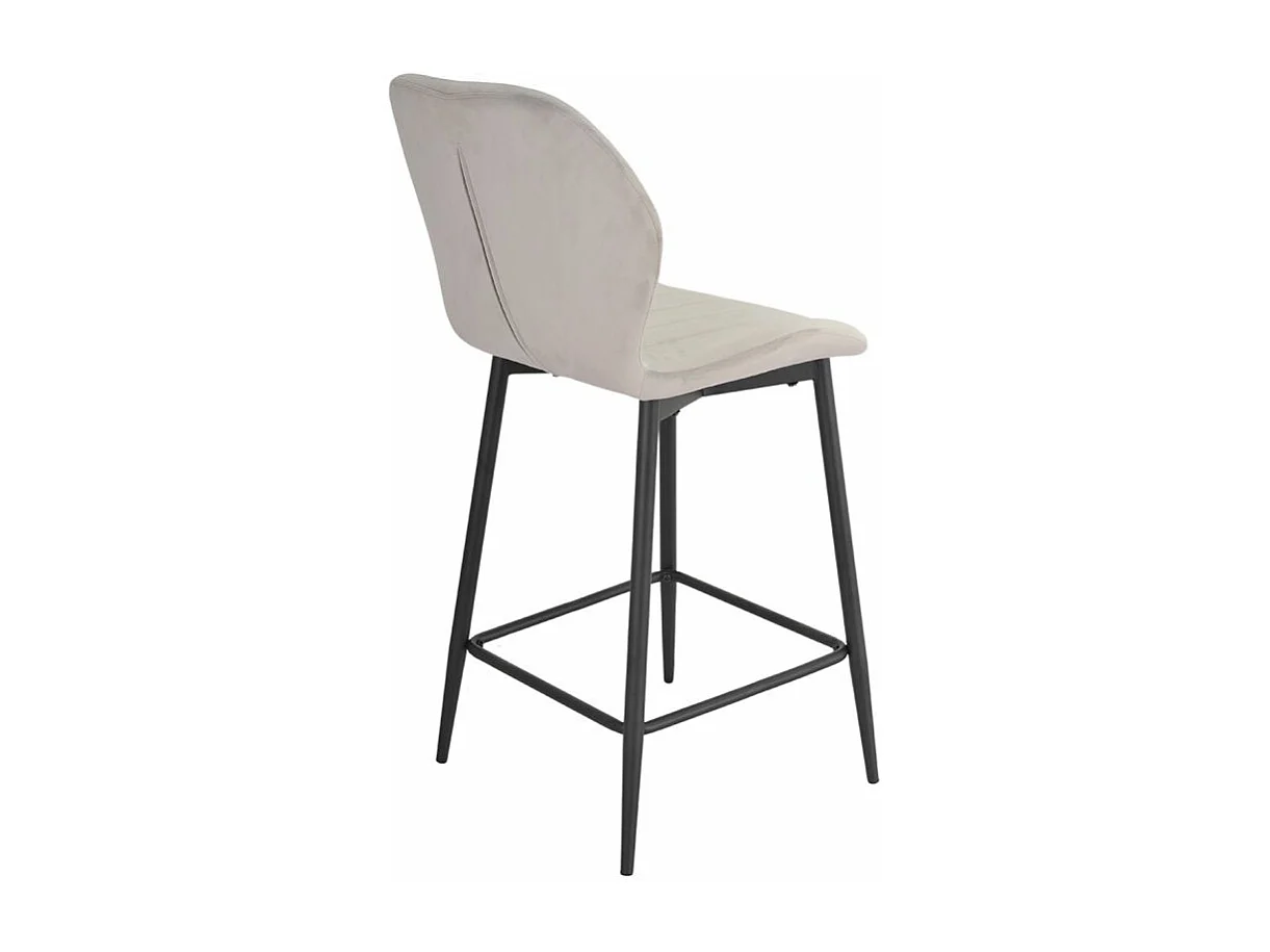 Lot 2 tabourets de bar velours gris clair pieds métal noir - EMILIO 2