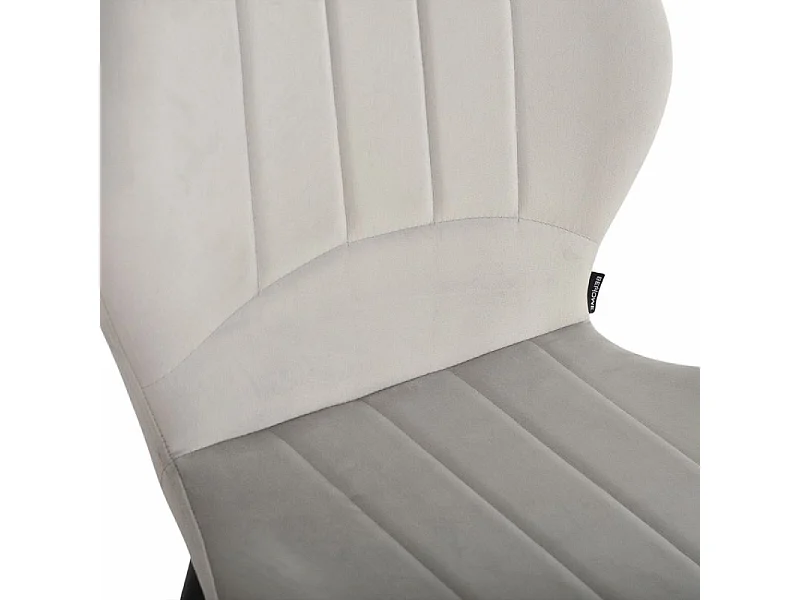 Lot 2 tabourets de bar velours gris clair pieds métal noir - EMILIO 2