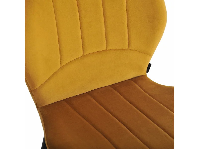 Lot 2 tabourets de bar en velours moutarde pieds métal noir - EMILIO 2