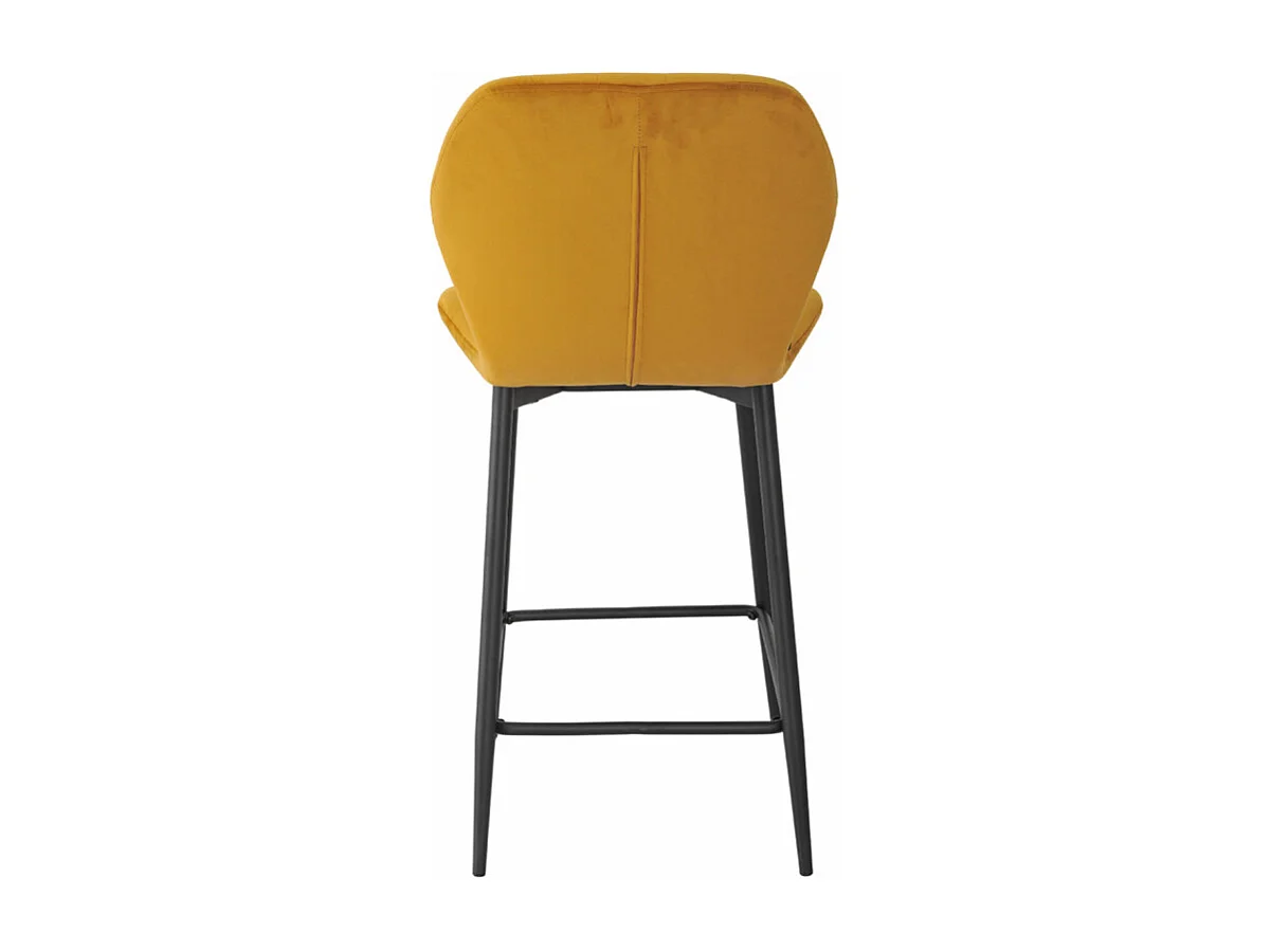 Lot 2 tabourets de bar en velours moutarde pieds métal noir - EMILIO 2