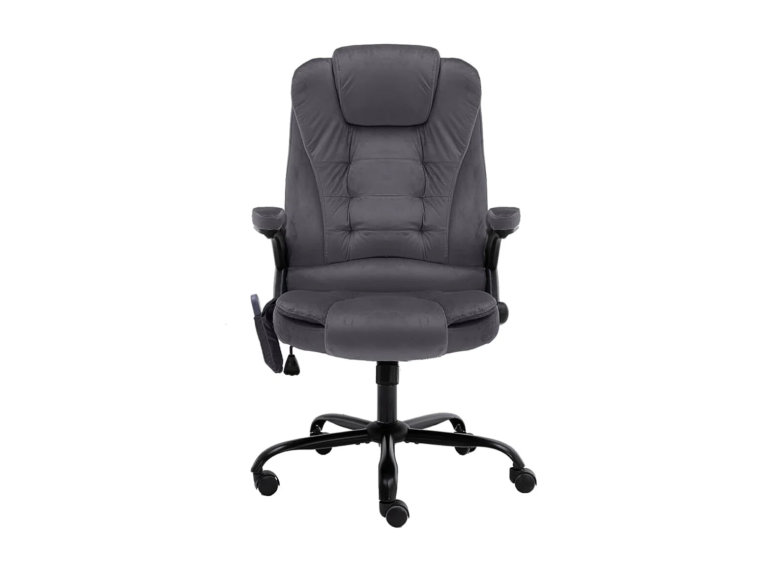 Sedia da Ufficio Massaggiante Grigio Scuro in Velluto