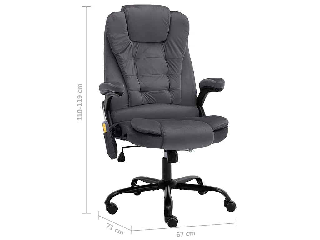 Sedia da Ufficio Massaggiante Grigio Scuro in Velluto