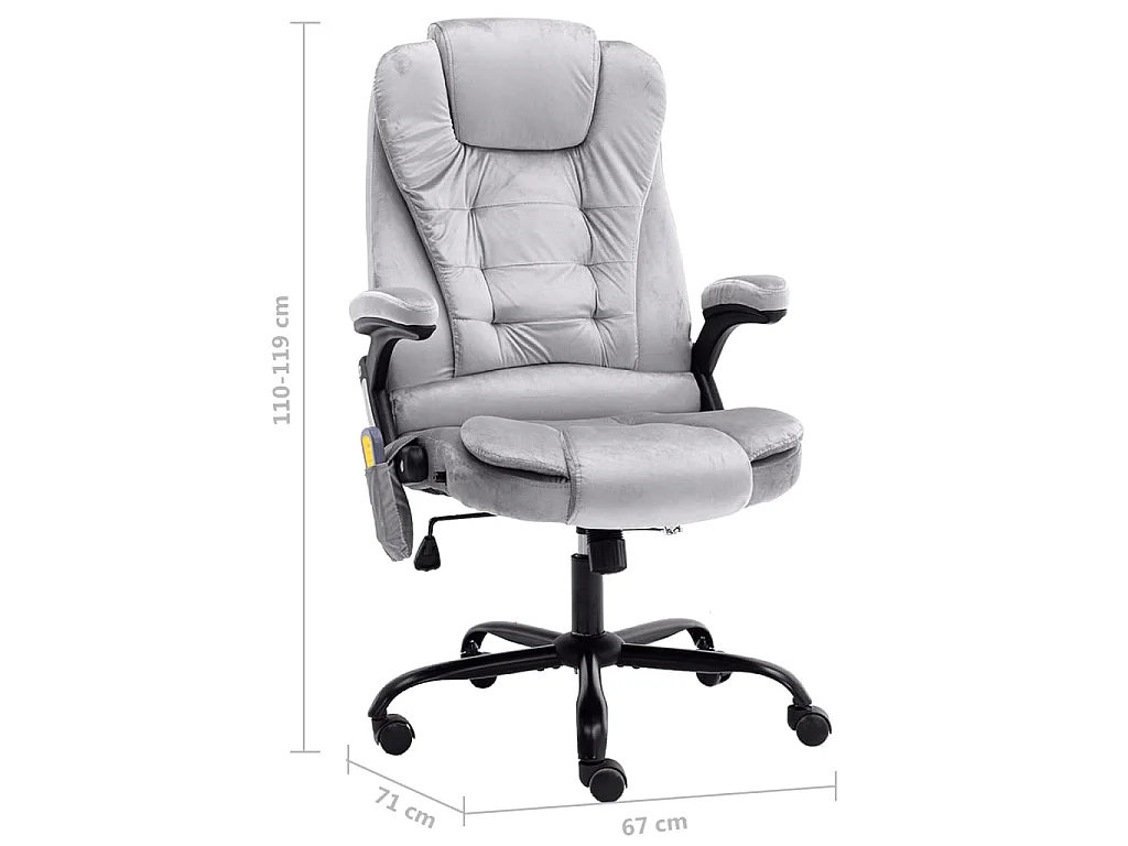 Chaise de bureau de massage Gris clair Velours