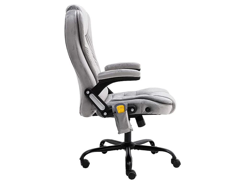 Sedia da Ufficio Massaggiante Grigio Chiaro in Velluto