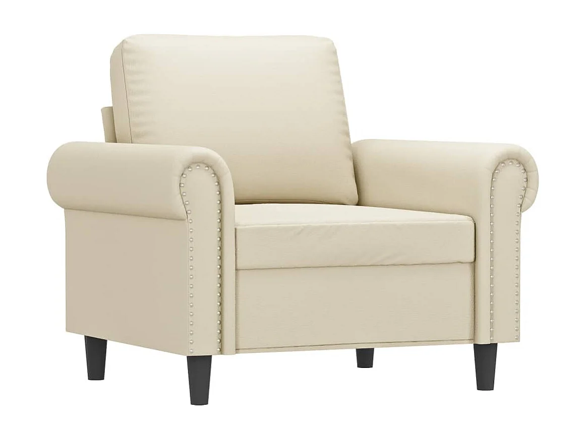 Fauteuil avec repose-pied Crème 60 cm Similicuir