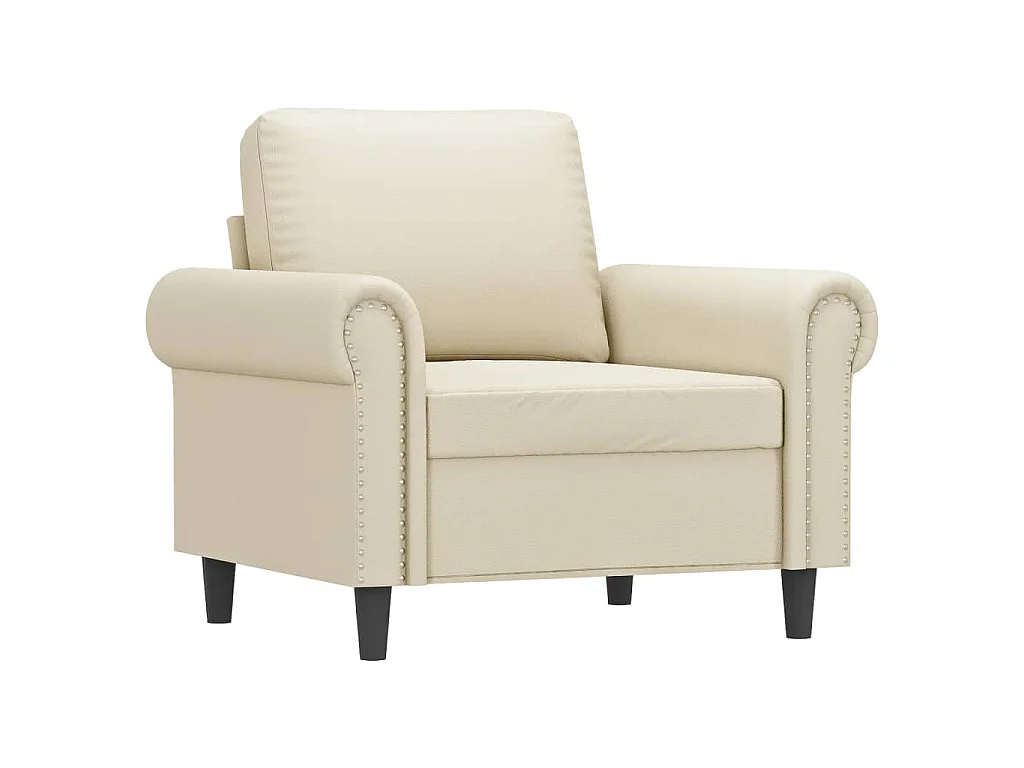 Sillón con taburete cuero sintético color crema 60 cm