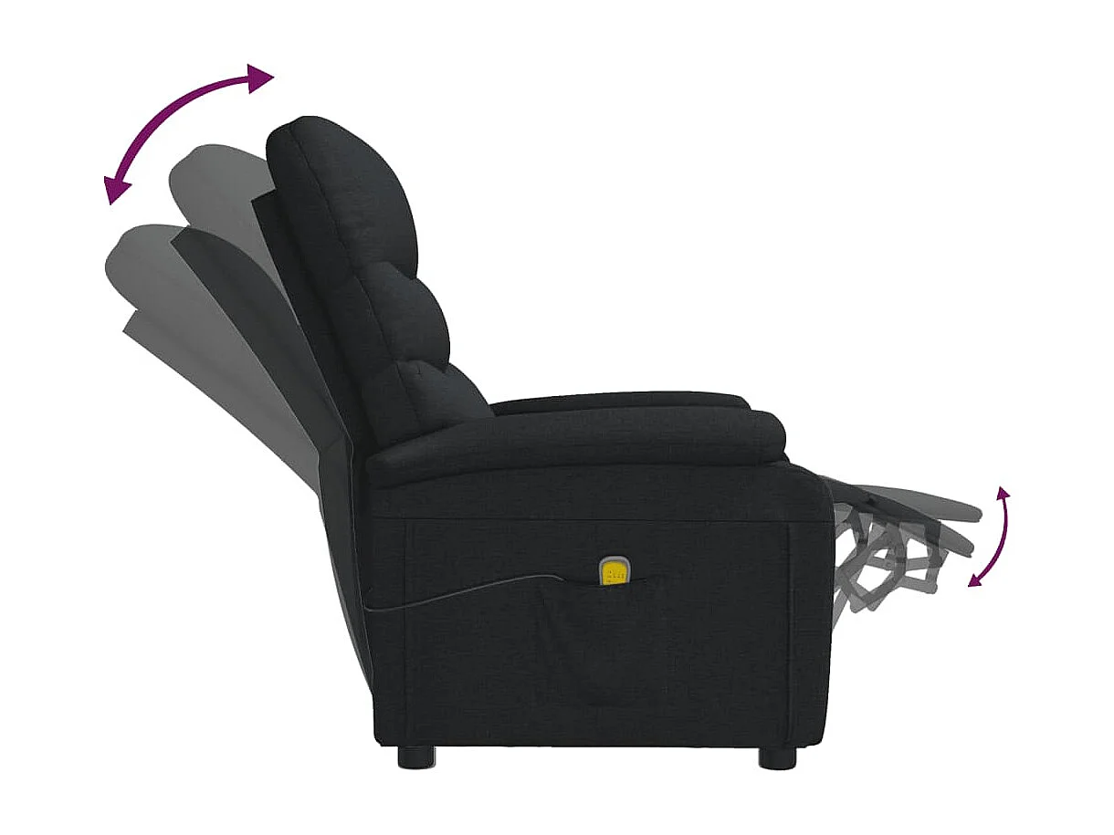 Poltrona Massaggiante Reclinabile Nera in Tessuto