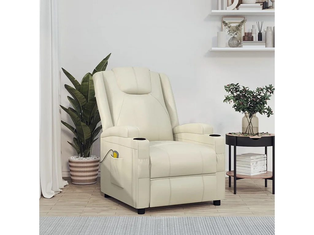 Fauteuil de massage blanc crème similicuir