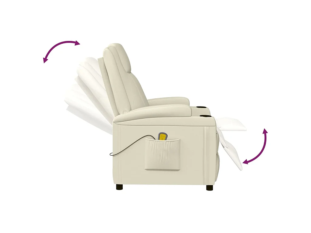 Poltrona Massaggiante Bianco Crema in Similpelle