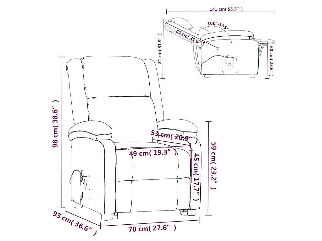 Massagesessel Dunkelgrau Stoff