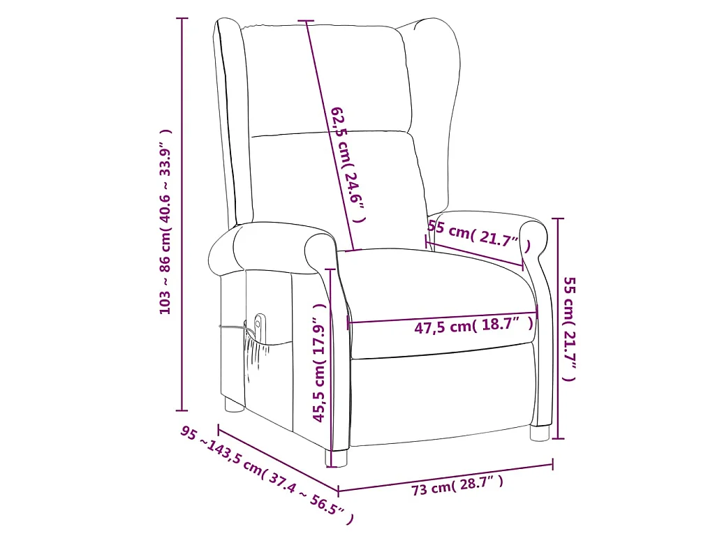 Fauteuil de massage Rouge bordeaux Tissu