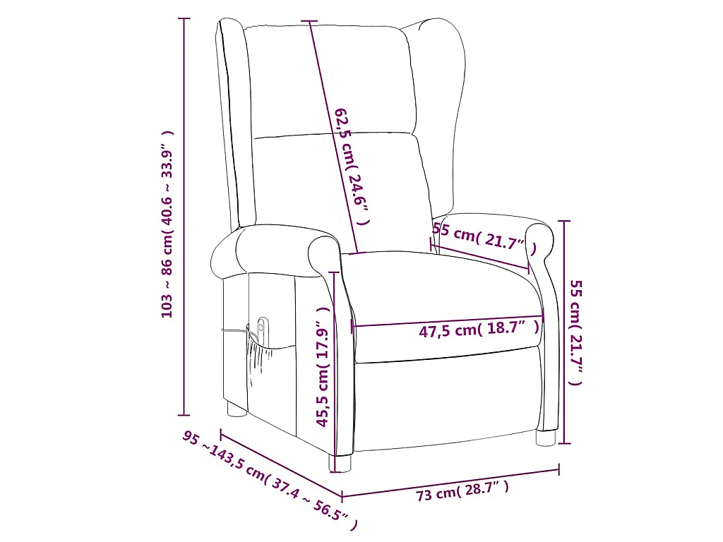 Fauteuil de massage Rouge bordeaux Tissu