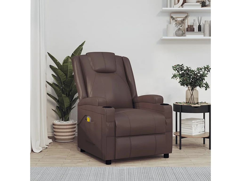 Cadeira de massagens couro artificial castanho