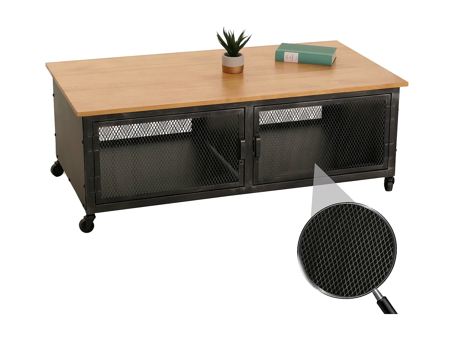 Stolik kawowy MCW-N28,  czarny, naturalny