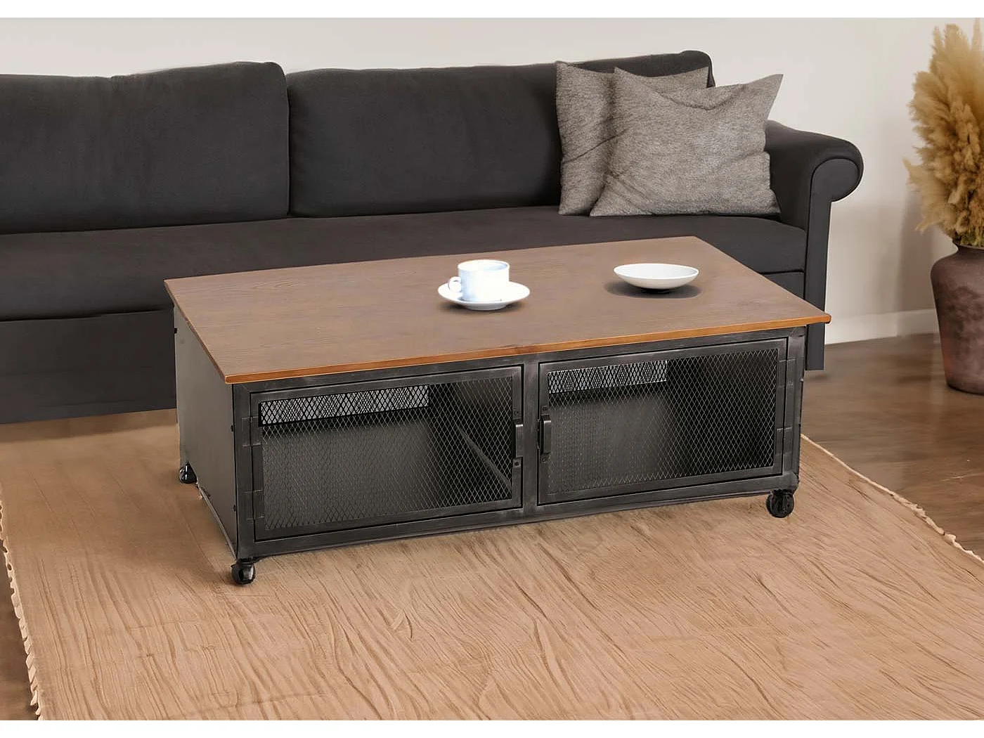 Couchtisch MCW-N28, Schwarz, braun