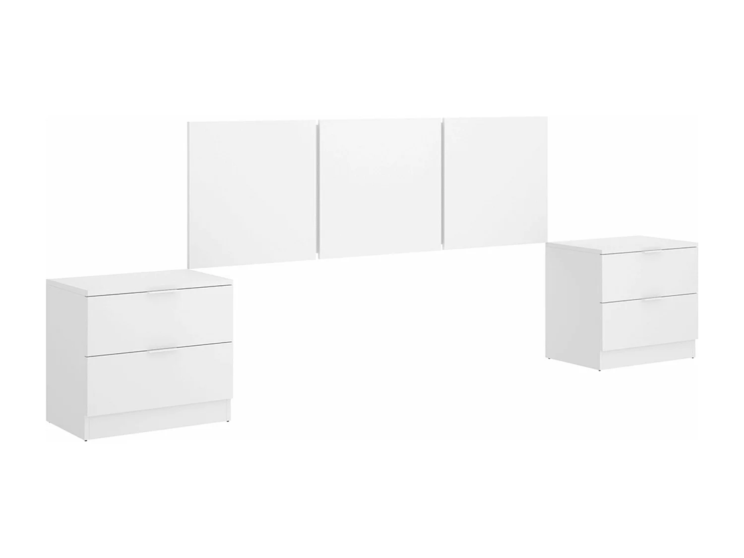 Ensemble de tête de lit + lot de 2 tables de chevet avec 2 tiroirs coloris blanc -  longueur 256 x profondeur 34 x hauteur 96 cm