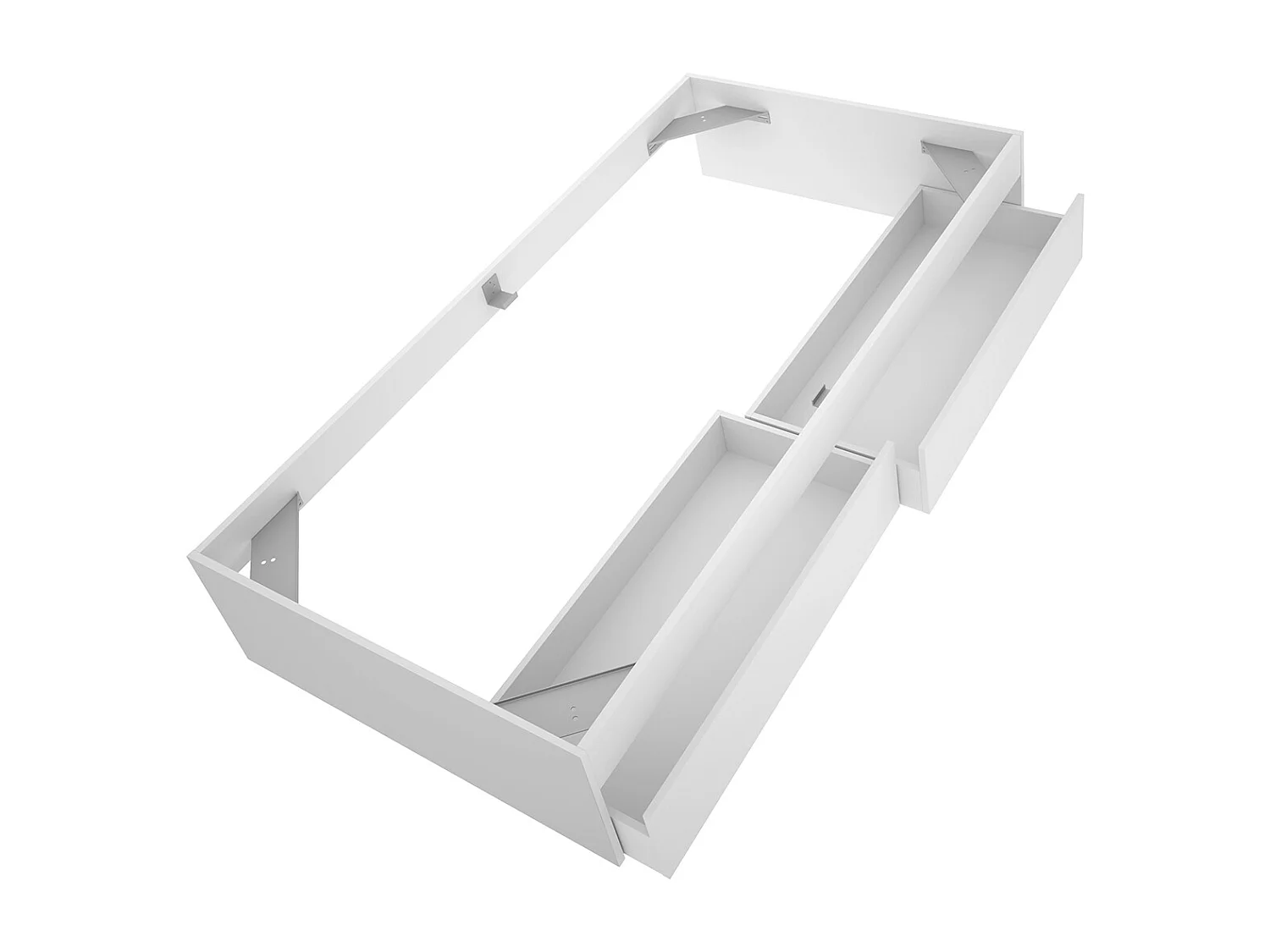 Structure de lit pour enfant , couchage 90 x 190 cm en bois avec 2 tiroirs coloris blanc - Longueur 195 x Profondeur 95 x Hauteur 40 cm