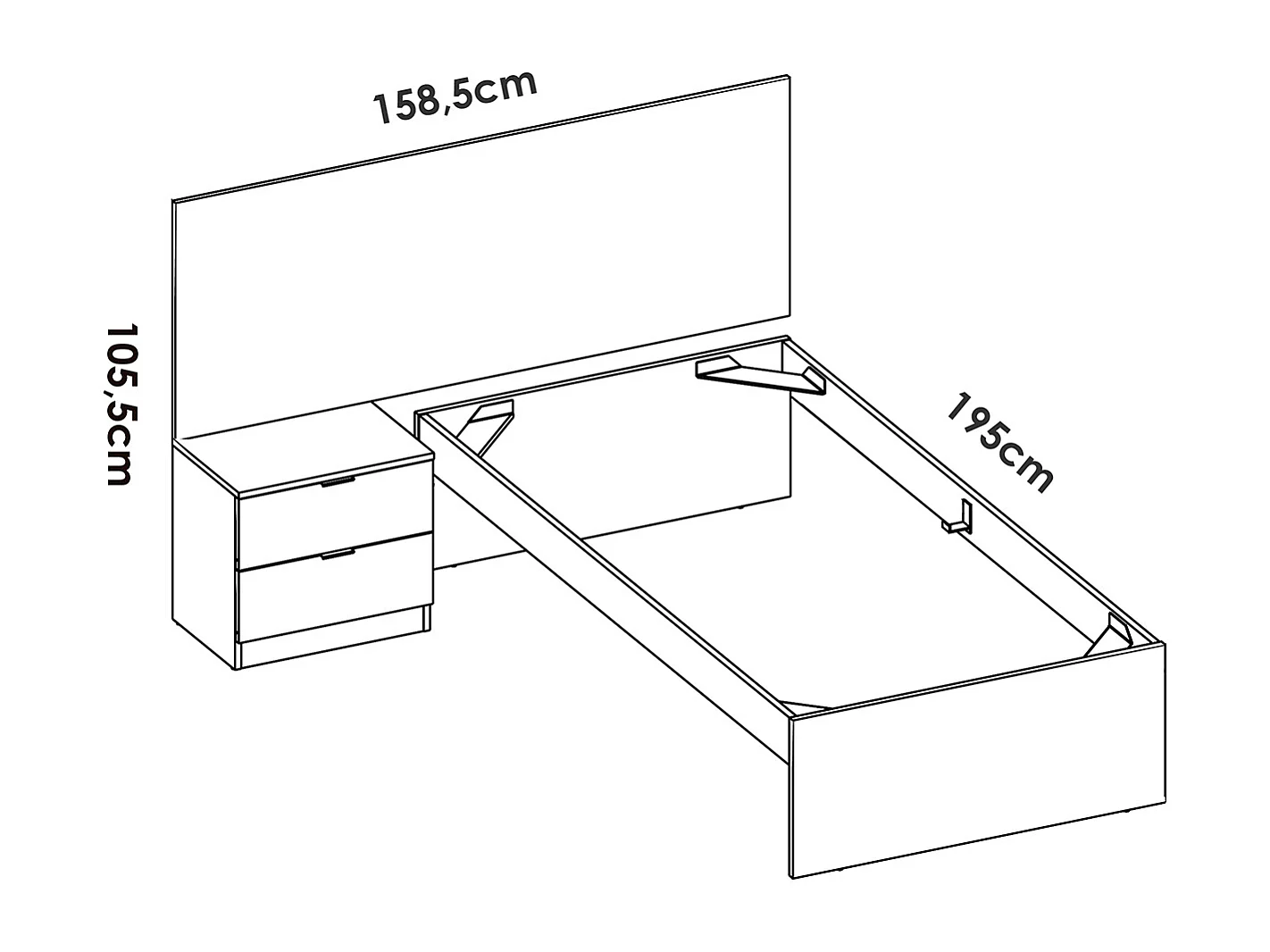 Ensemble chambre enfant avec couchage 90 x 190 cm imitation lamelles, blanc