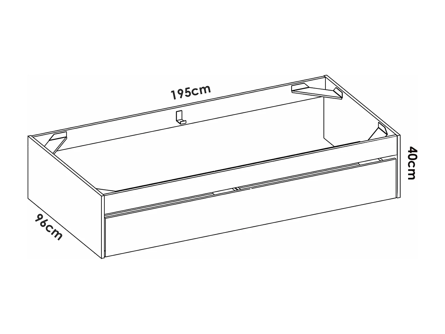 Structure de lit pour enfant, couchage 90 x 190 cm en bois avec 1 tiroir coloris blanc - Longueur 195 x Profondeur 95 x Hauteur 40 cm