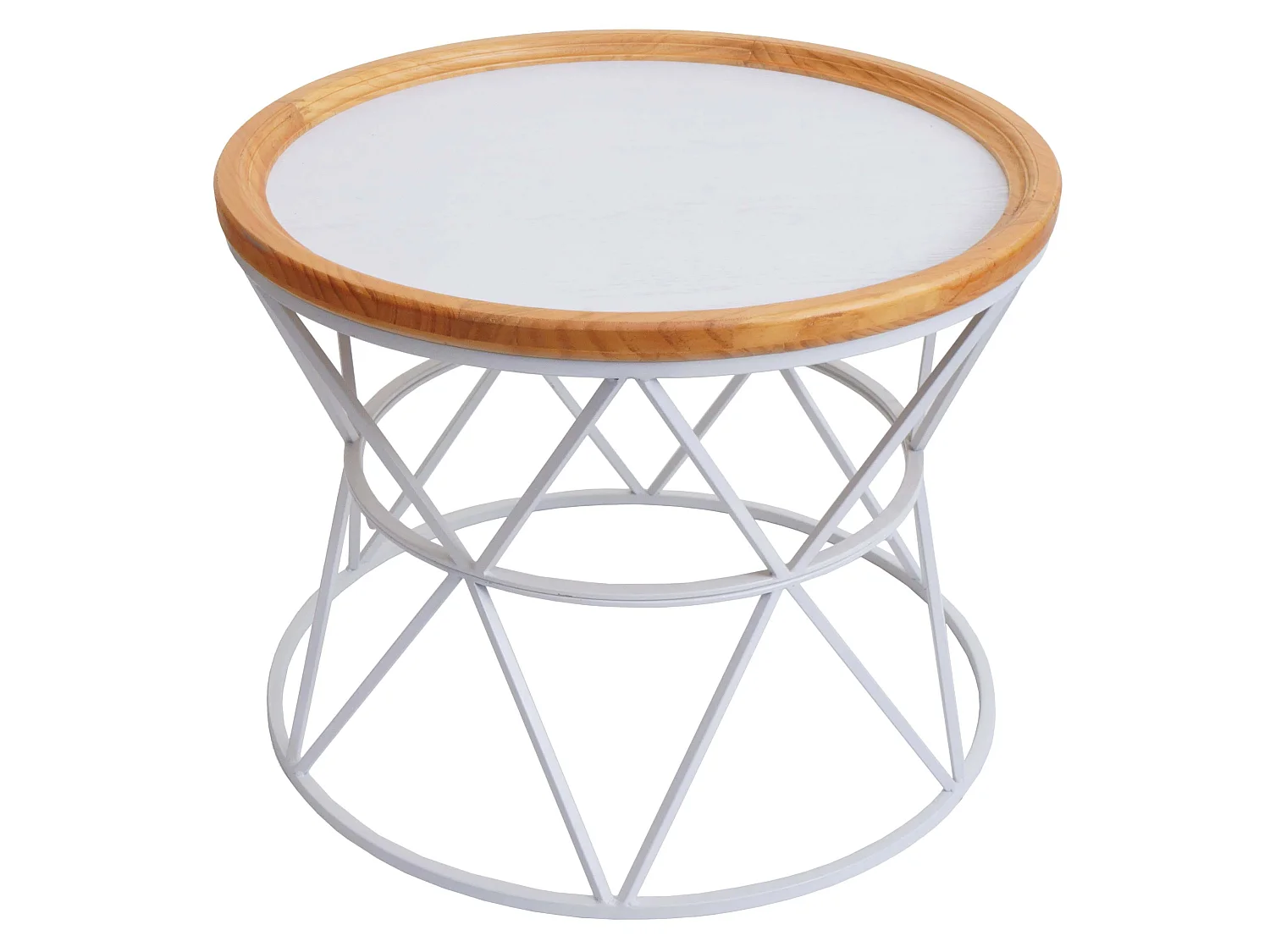 Couchtisch MCW-N32, Kaffeetisch Beistelltisch Loungetisch Sofatisch Wohnzimmertisch, Metallgestell Holz Ø66cm weiß