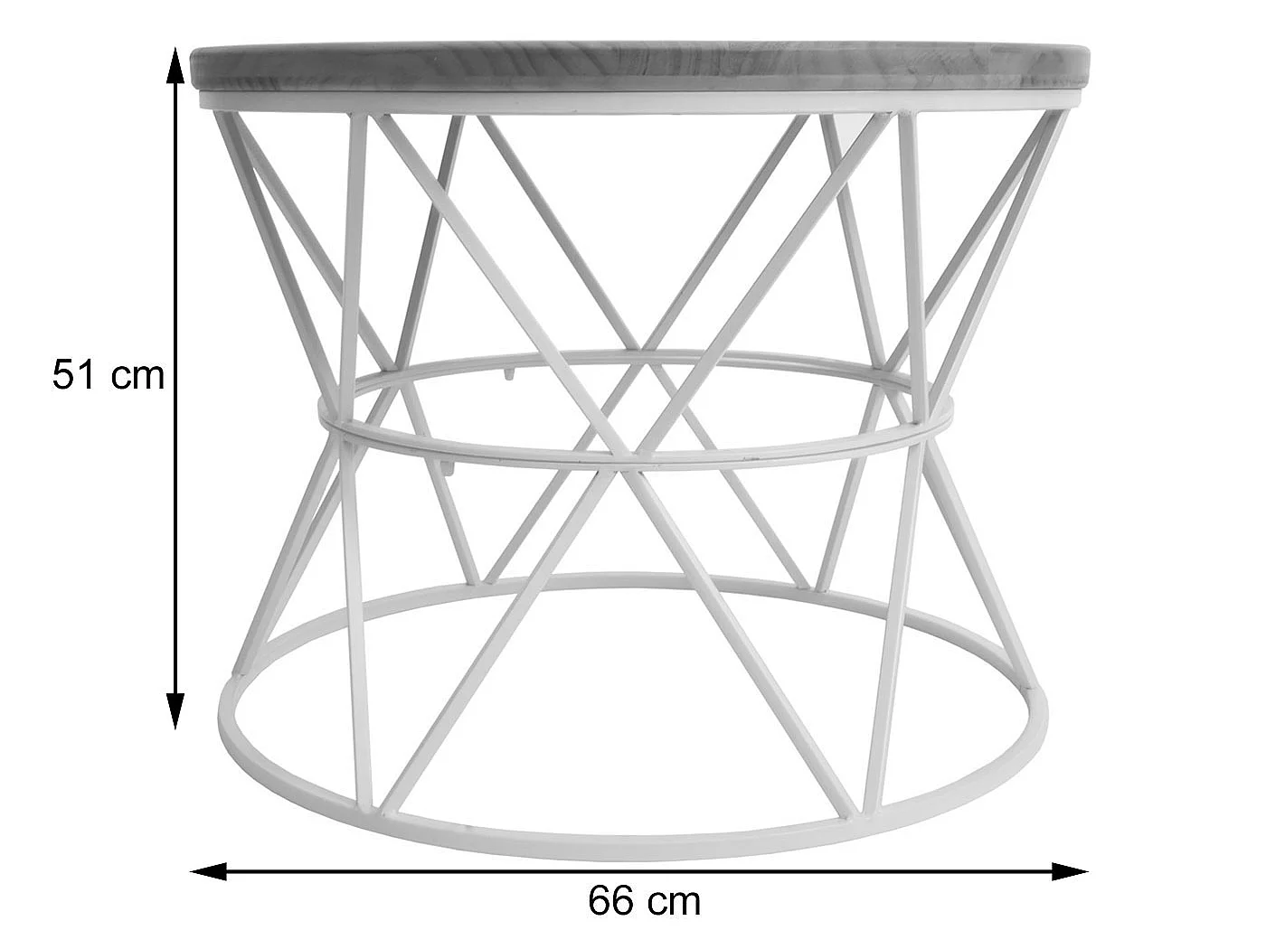 Couchtisch MCW-N32, Kaffeetisch Beistelltisch Loungetisch Sofatisch Wohnzimmertisch, Metallgestell Holz Ø66cm weiß