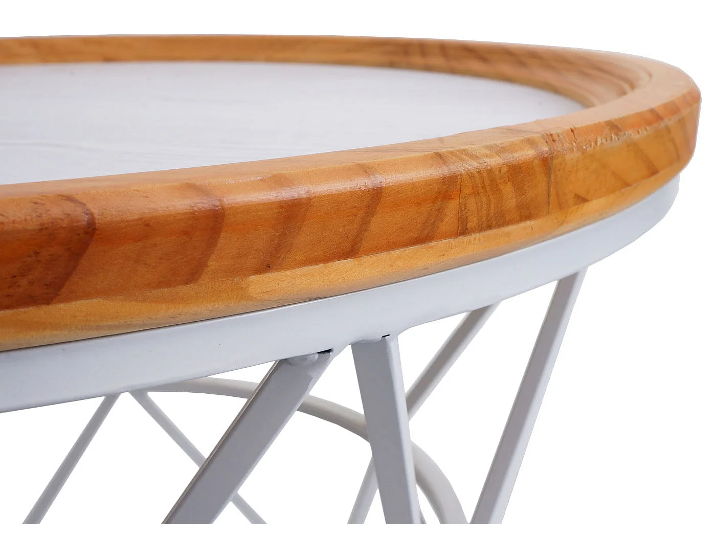 Couchtisch MCW-N32, Kaffeetisch Beistelltisch Loungetisch Sofatisch Wohnzimmertisch, Metallgestell Holz Ø66cm weiß