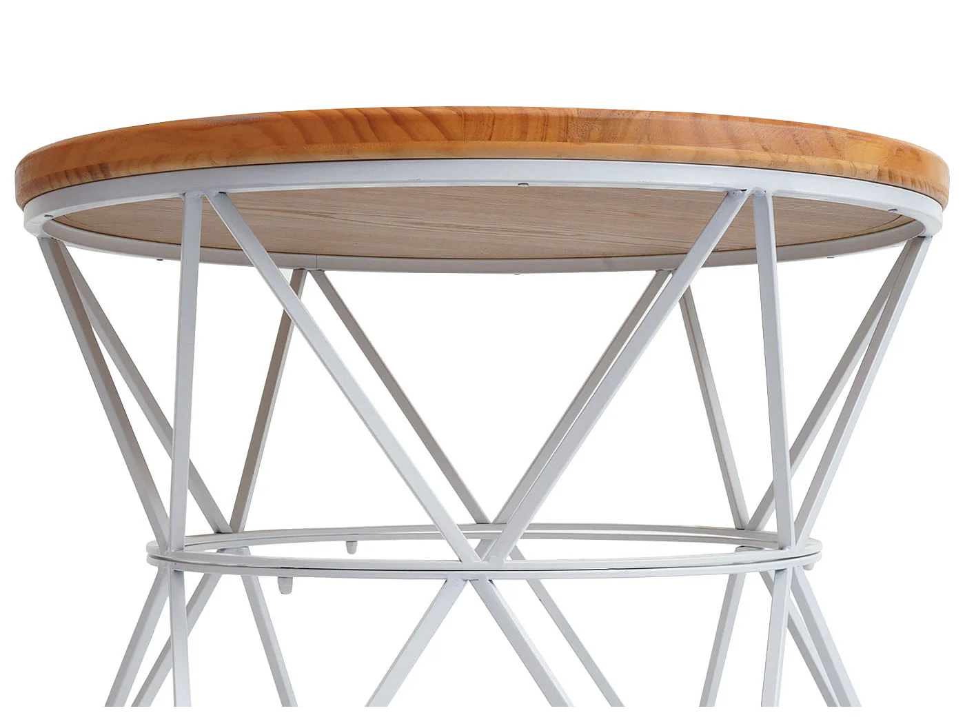 Couchtisch MCW-N32, Kaffeetisch Beistelltisch Loungetisch Sofatisch Wohnzimmertisch, Metallgestell Holz Ø66cm weiß