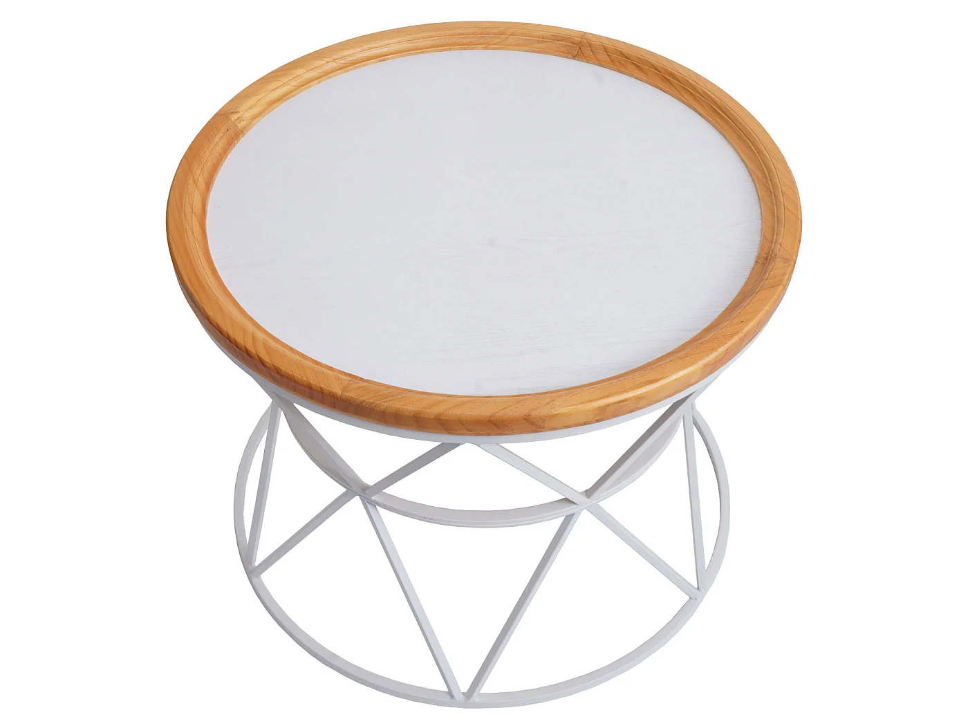 Couchtisch MCW-N32, Kaffeetisch Beistelltisch Loungetisch Sofatisch Wohnzimmertisch, Metallgestell Holz Ø66cm weiß