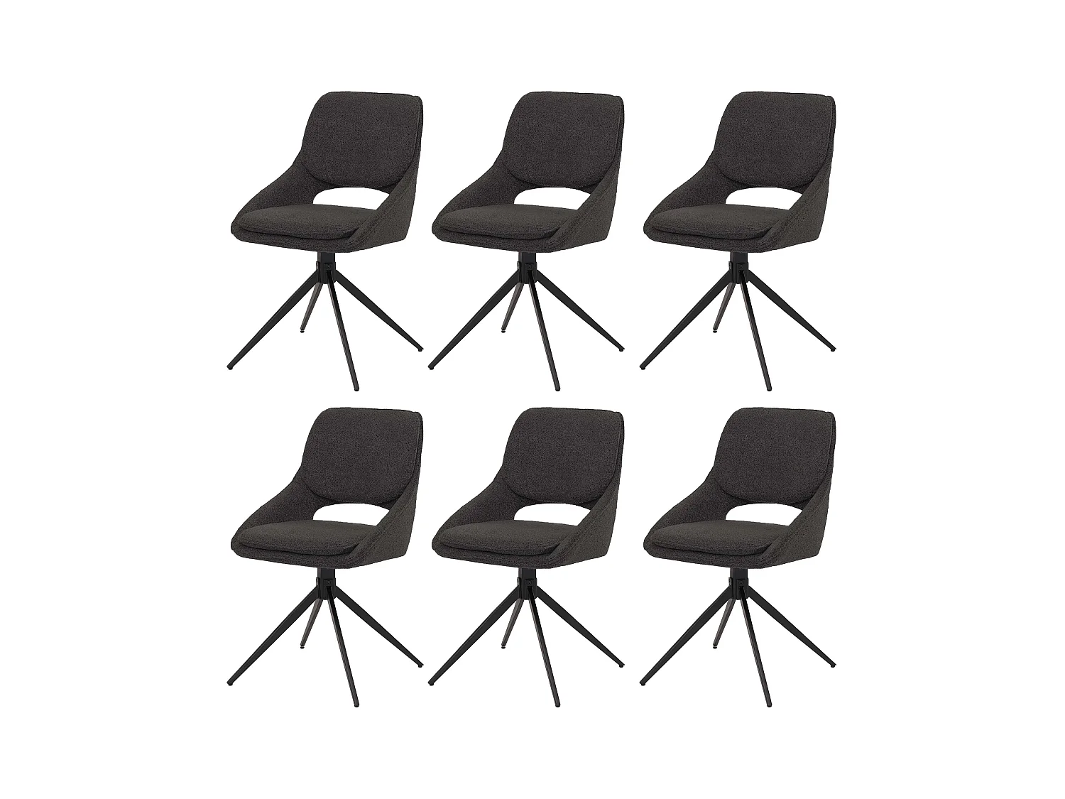 Chaise de salle à manger MCW-N74 (lot de 6),  gris foncé