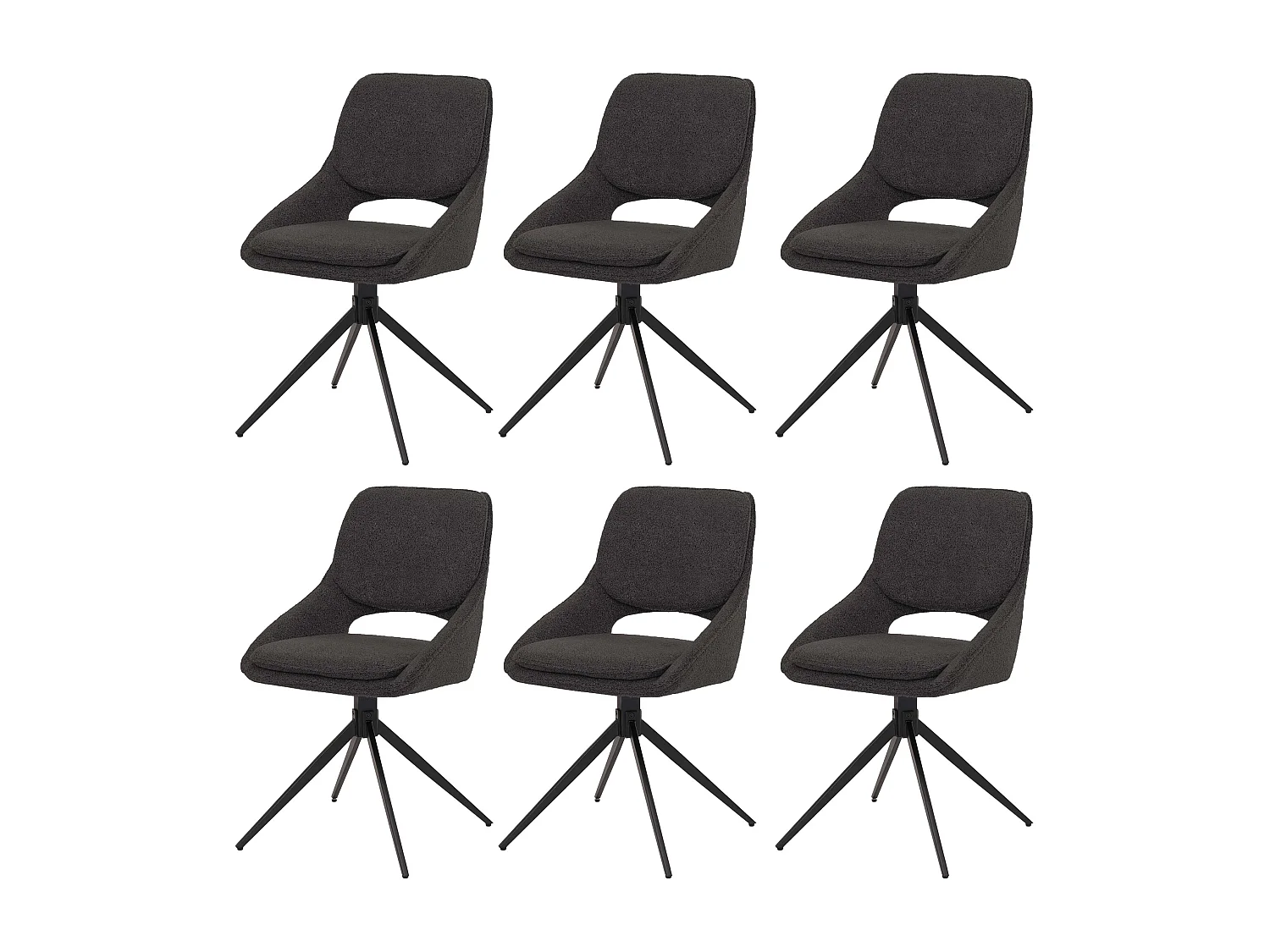 Chaise de salle à manger MCW-N74 (lot de 6),  gris foncé