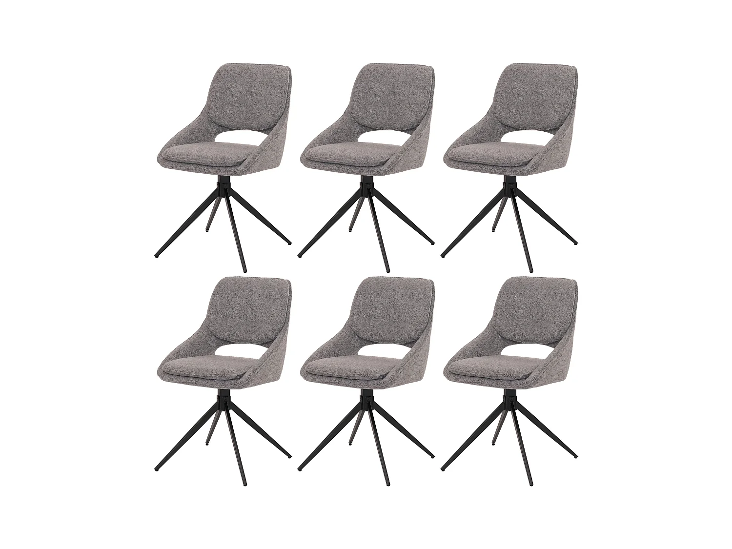Chaise de salle à manger MCW-N74 (lot de 6),  gris