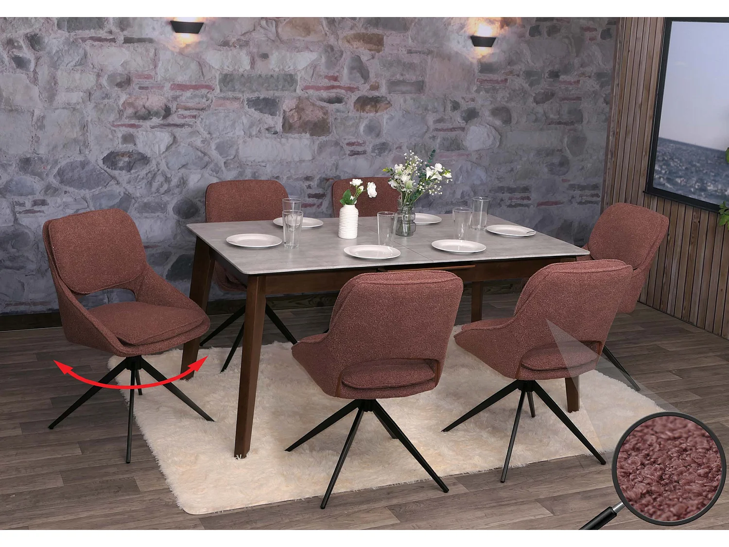 Chaise de salle à manger MCW-N74 (lot de 6),  marron