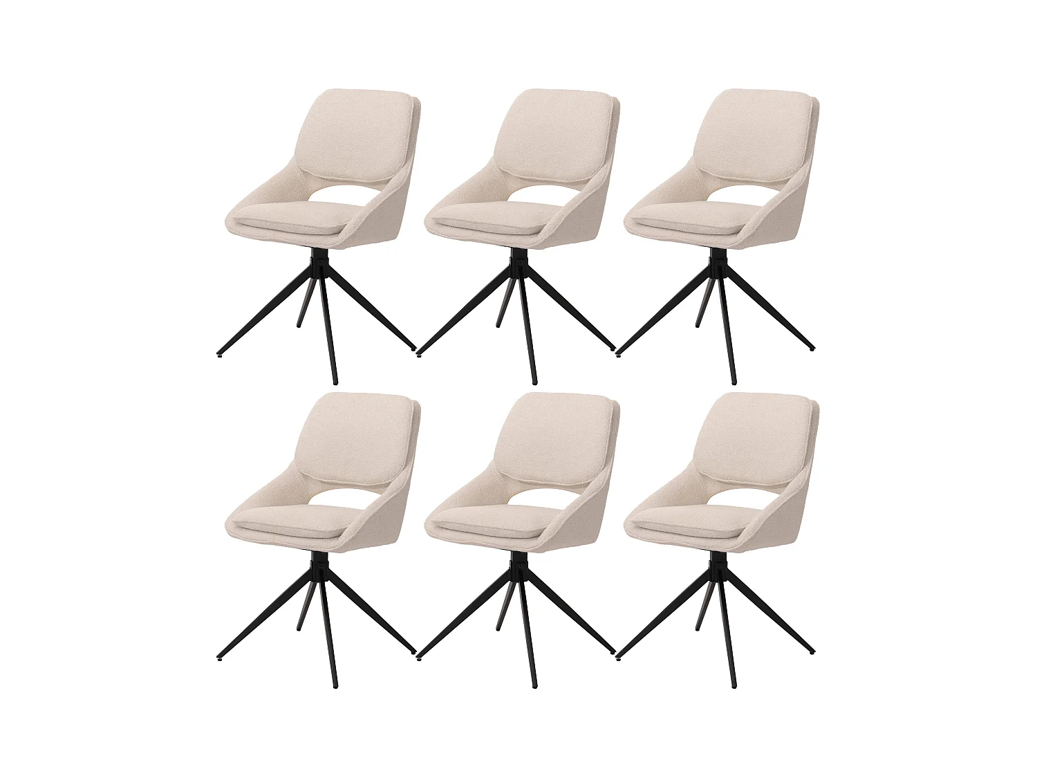 Chaise de salle à manger MCW-N74 (lot de 6),  crème