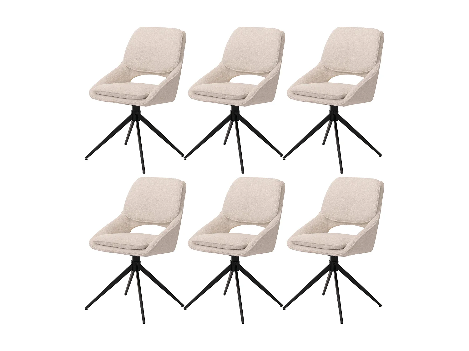 Chaise de salle à manger MCW-N74 (lot de 6),  crème