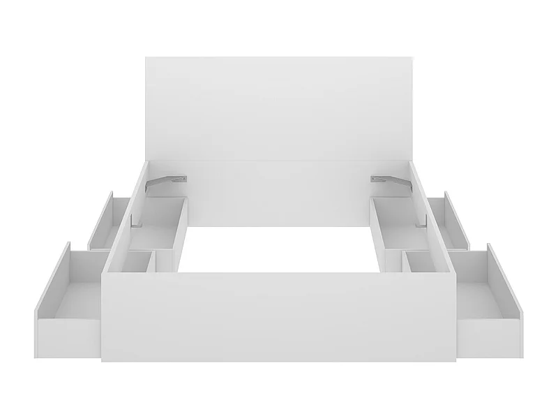 Ensemble de tête de lit 140X190 cm avec 4 tiroirs + 2 tables de chevet coloris blanc - Longueur 246 x Profondeur 195 x Hauteur 100 cm