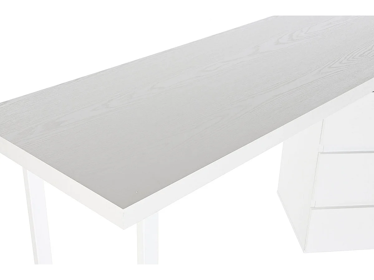 Lit enfant superposé avec armoire et 2 tiroirs coloris chêne naturel, imitation lamelles, blanc  -  Longueur 271 x Profondeur 111 x Hauteur 150 cm