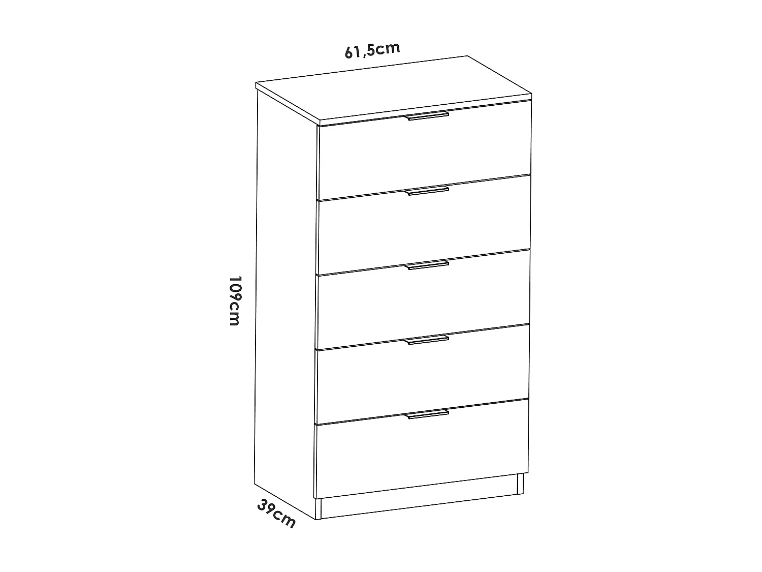 Tête de lit avec structure de lit 140X190cm + 4 tiroirs + commode haute 5 tiroirs coloris blanc, chêne naturel