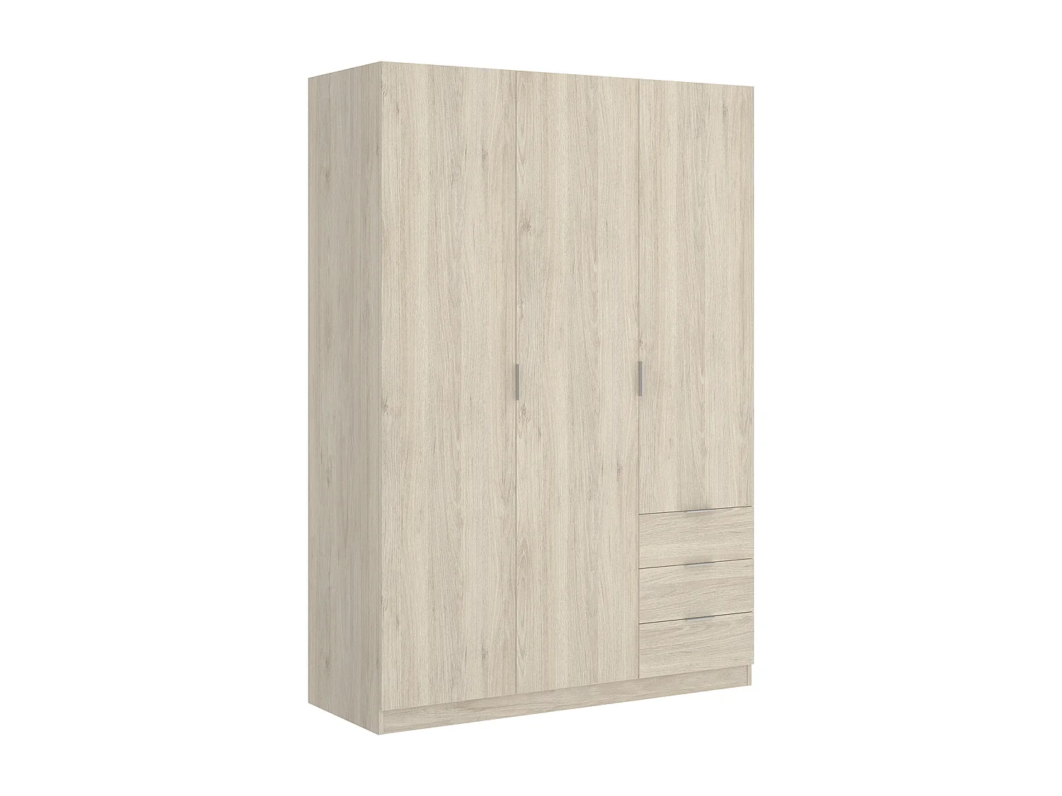 Ensemble de tête de lit avec 2 tables de chevet et armoire coloris chêne naturel, blanc
