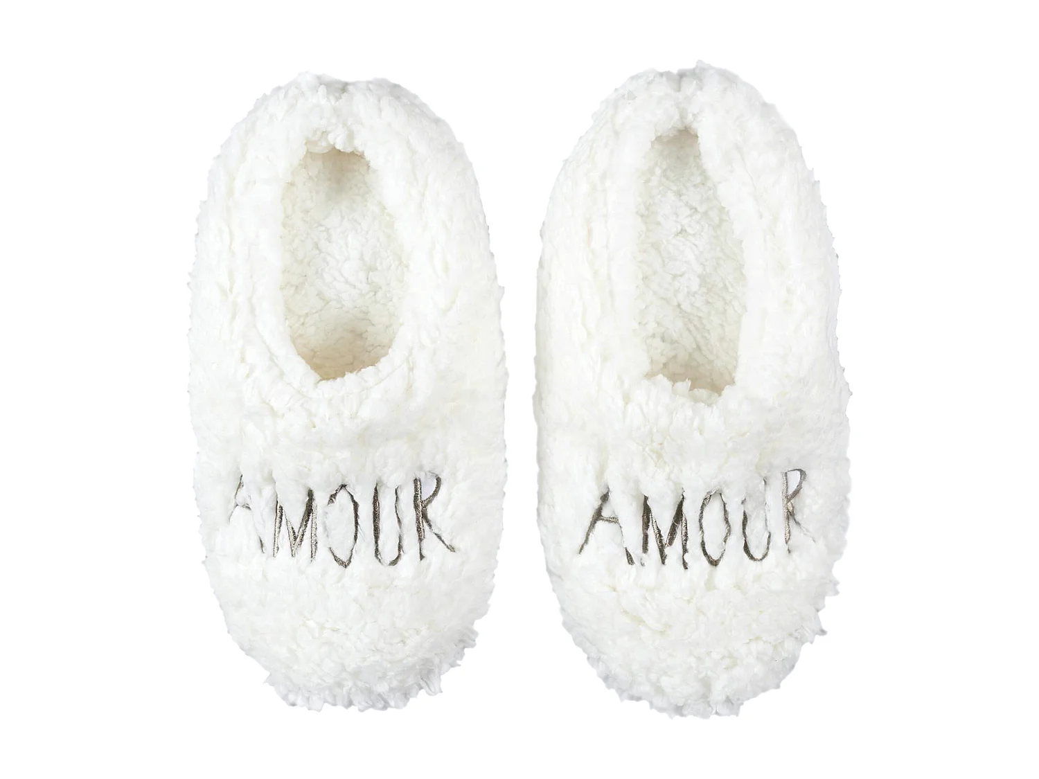 Chaussons taille unique en polyester aspect doux collection AMOUR blanc