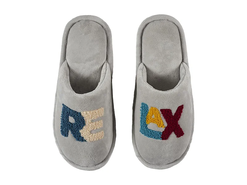 Chaussons à message taille unique 100% polyester COLOR "Relax" gris