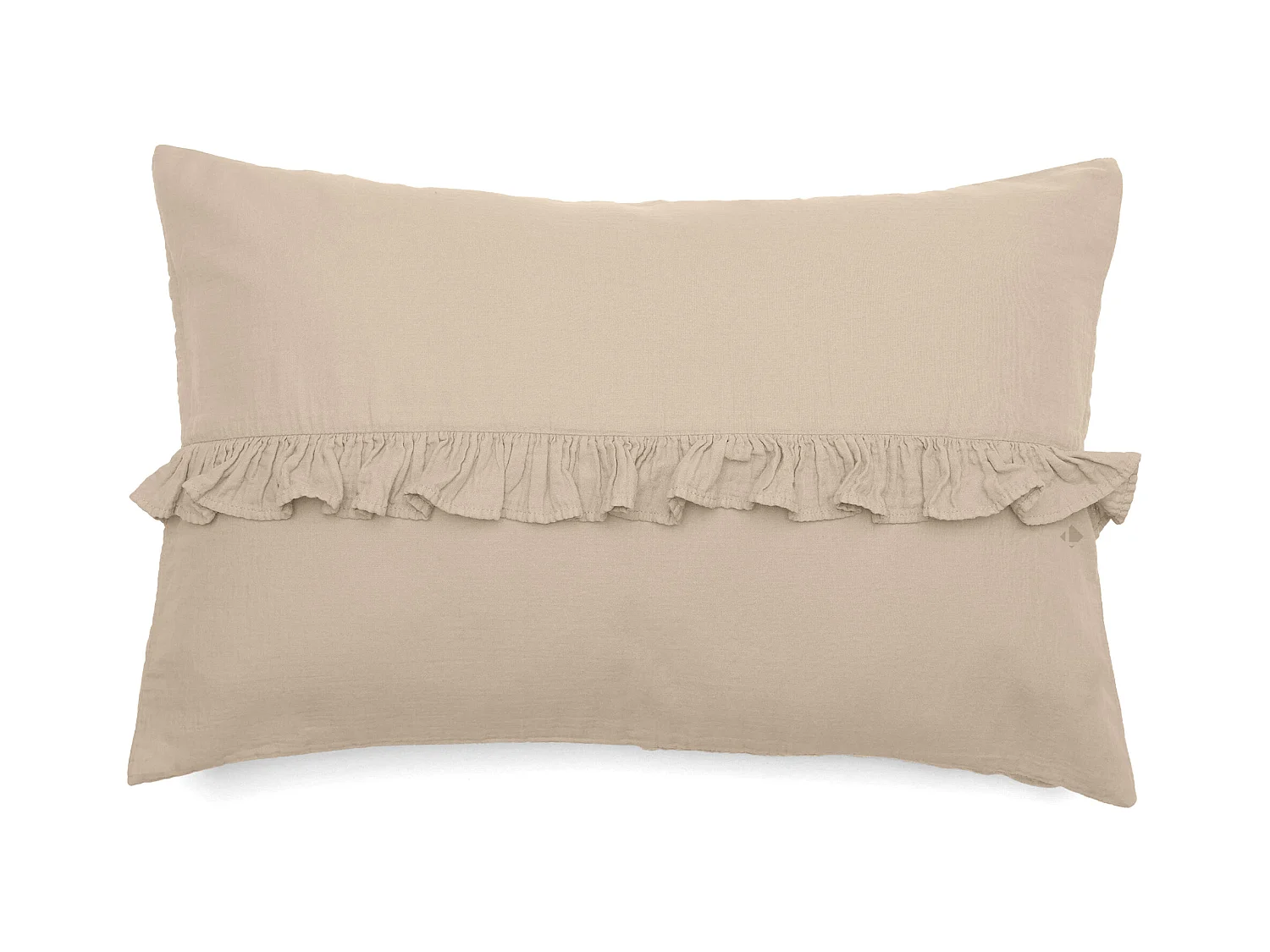 Housse de coussin en mousseline de coton volant central 40x60 cm cm ELZA beige ficelle
