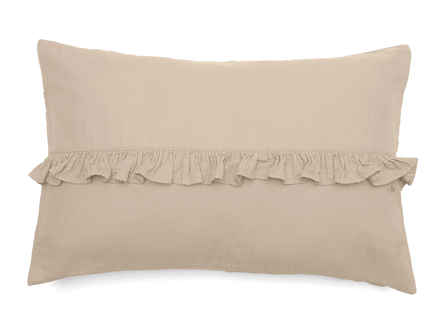 Housse de coussin en mousseline de coton volant central 40x60 cm cm ELZA beige ficelle