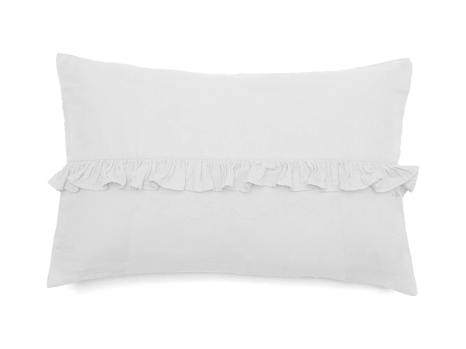 Housse de coussin en mousseline de coton volant central 40x60 cm cm ELZA blanc neige