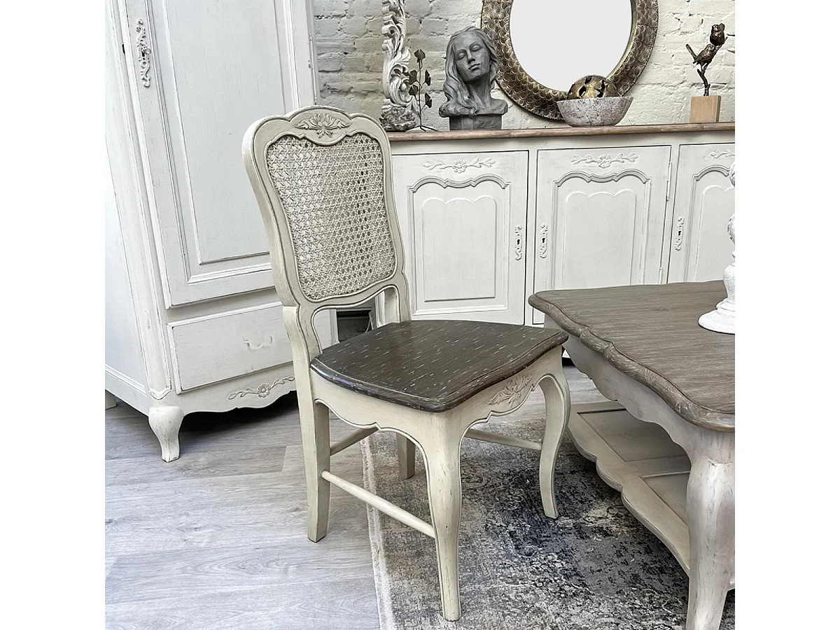 Lot de 2 chaises canné louis xv Bois Beige - Château Interior's