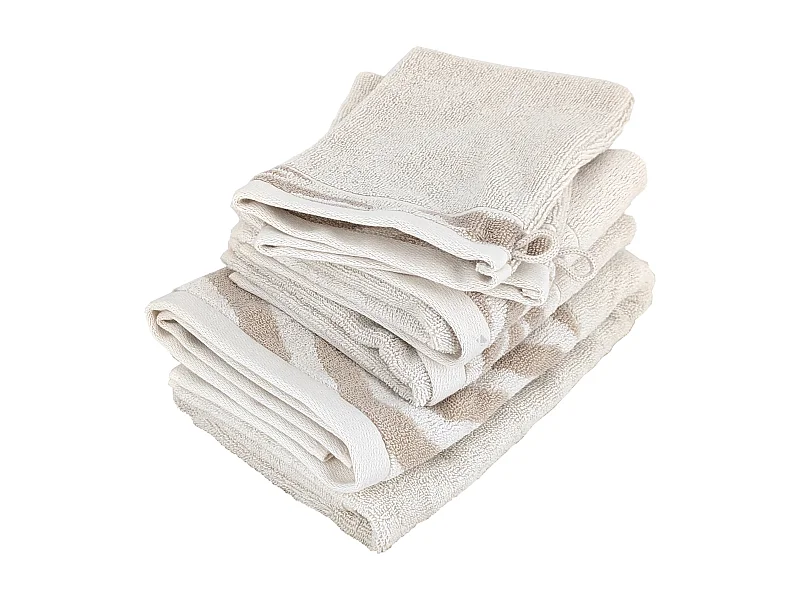 Parure de bain par 4 ZEBRA SOFT uni bord zèbre beige